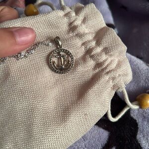 Silver Initial Anchor Pendant Necklace - Sterling Silver